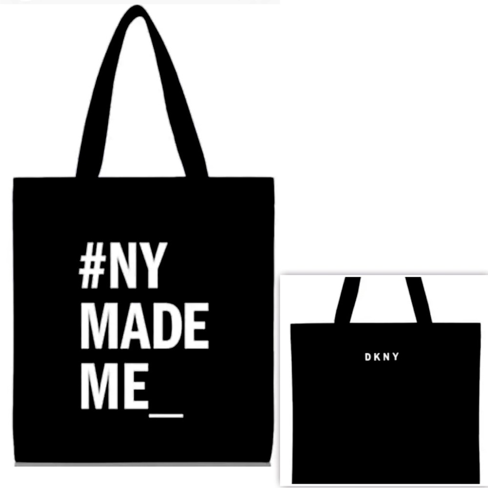 NWT DKNY “ NY Made Me” Black Canvas Tote Bag